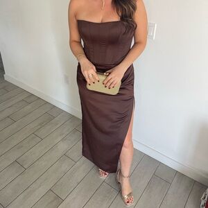 Brown Bardot dress